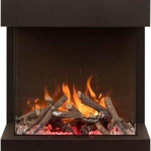 Amantii Cube Lumina Cheminée électrique intelligente 3 faces 50,8 x 63,5 cm, Wi-Fi, intégrée/extérieure/autonome, télécommande, vitesses de flamme, multicolore, chauffage 1500/750 W, verre, chêne et bûches lumineuses