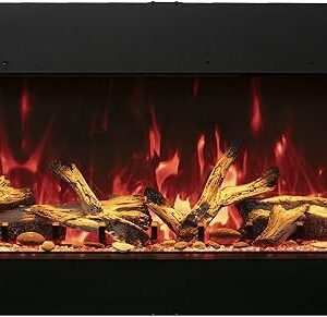 88-TRU-View-XL XT – Cheminée électrique à 3 côtés de 223,5 cm, chauffage de cheminée en verre à 3 côtés avec télécommande et minuterie 8H, thermostat, noir, luminosité réglable, effets de flamme réalistes