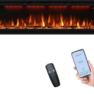 Dreamflame Cheminée électrique 152 cm, Insert de cheminée encastré et mural, Inserts de cheminée linéaires à commande à distance, Options de flamme...