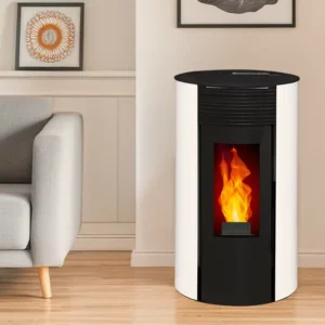 Optimo Poêle à granulés rond étanche CRISTO blanc 9 kW